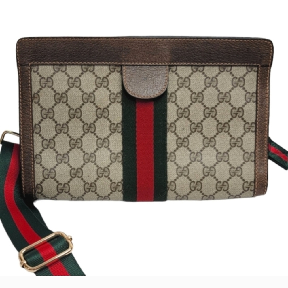 GUCCI Web Supreme Coated Canvas Crossbody or Clutch Bag